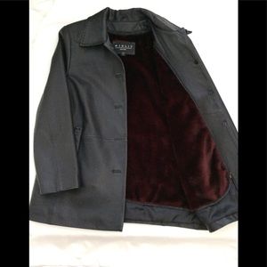 Black leather jacket with full zip out lining